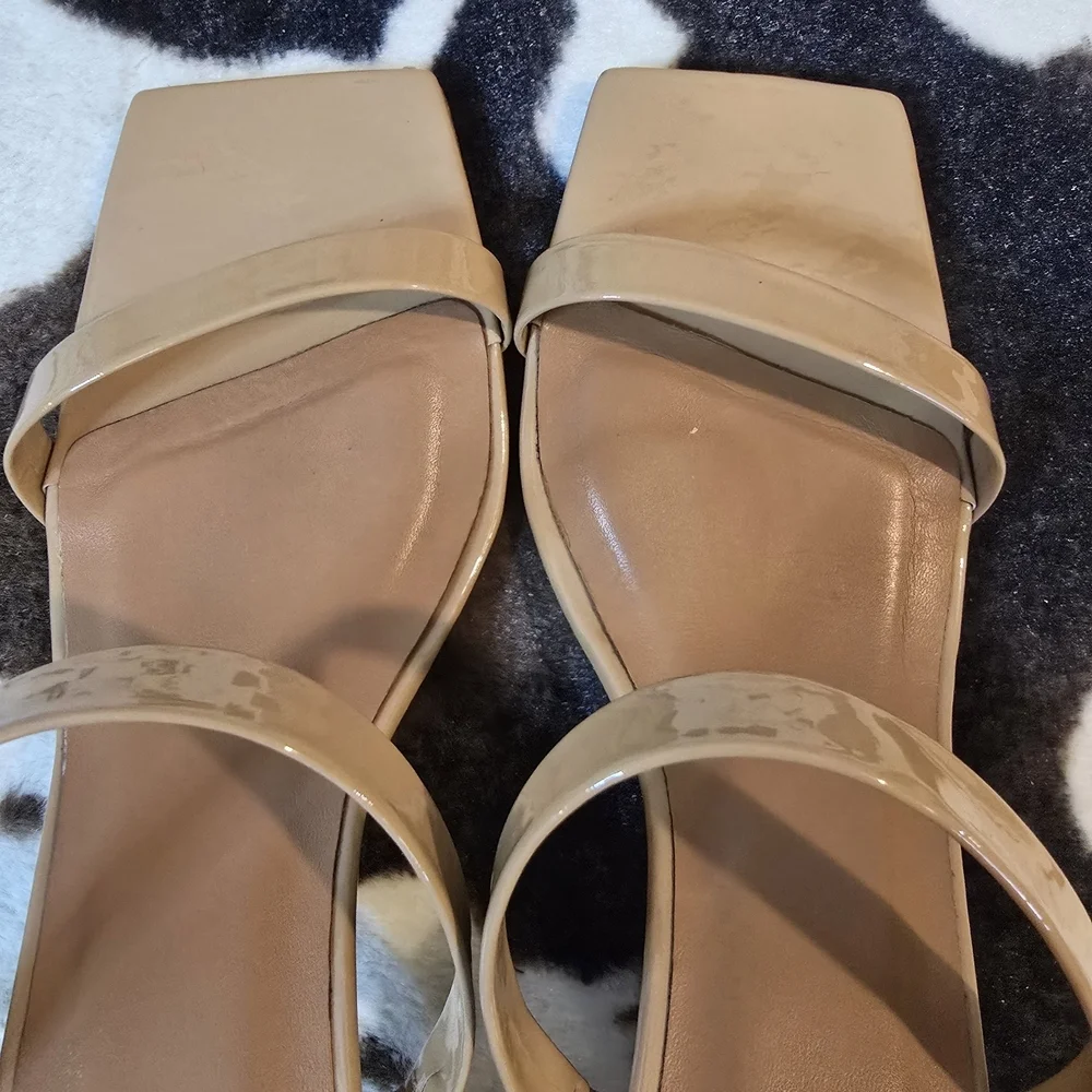 BY FAR Patent Beige Double Strap Sandals - Picture 7 of 12